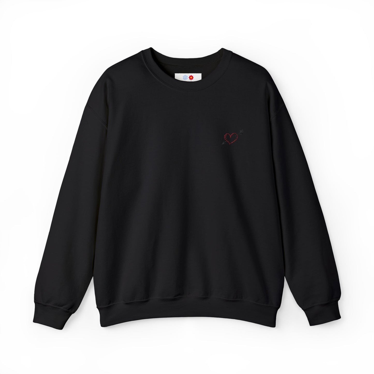 Arrow-pierced Heart Embroidered Crewneck