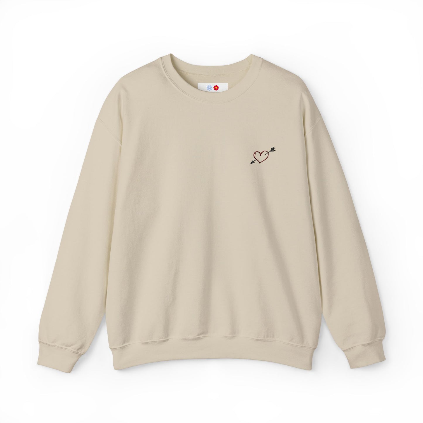 Arrow-pierced Heart Embroidered Crewneck
