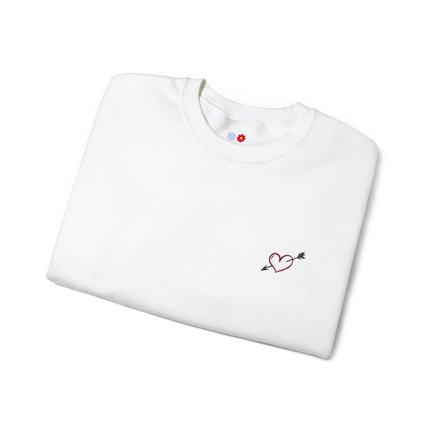 Arrow-pierced Heart Embroidered Crewneck